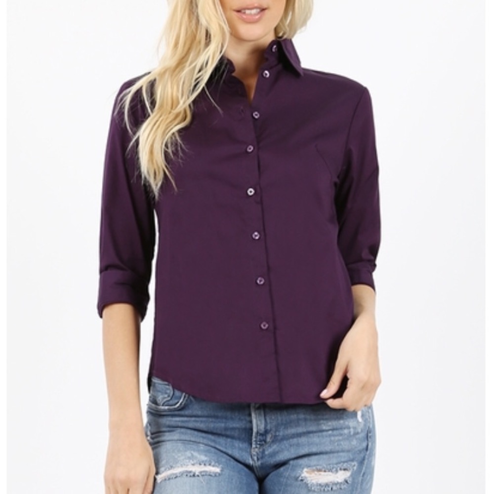 3/4 Sleeve Button Down Shirt